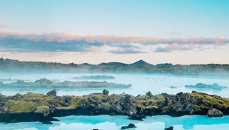 evening view at blue lagoon geothermal spa