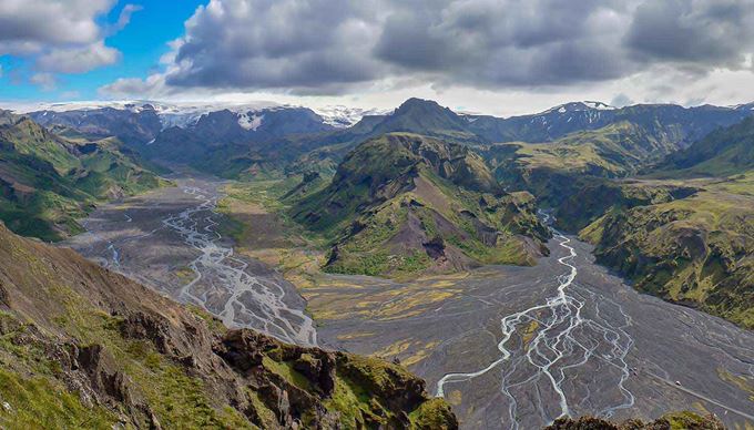 thorsmork view from a mountain in iceland