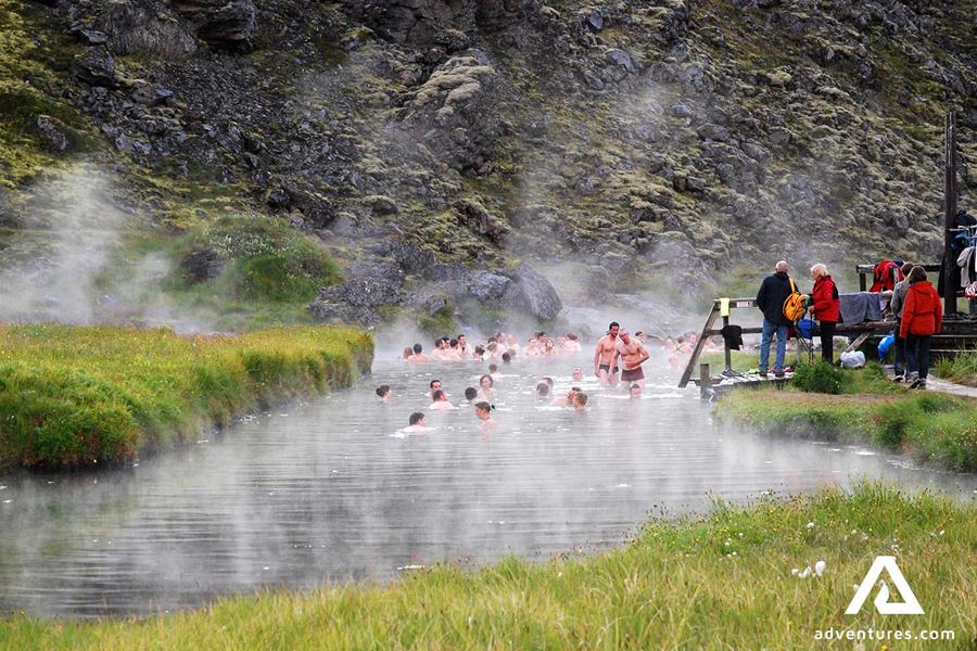 geothermal hot springs in landmannalaugar