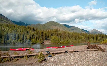 Canoeing expedition on the Teslin River in the Yukon