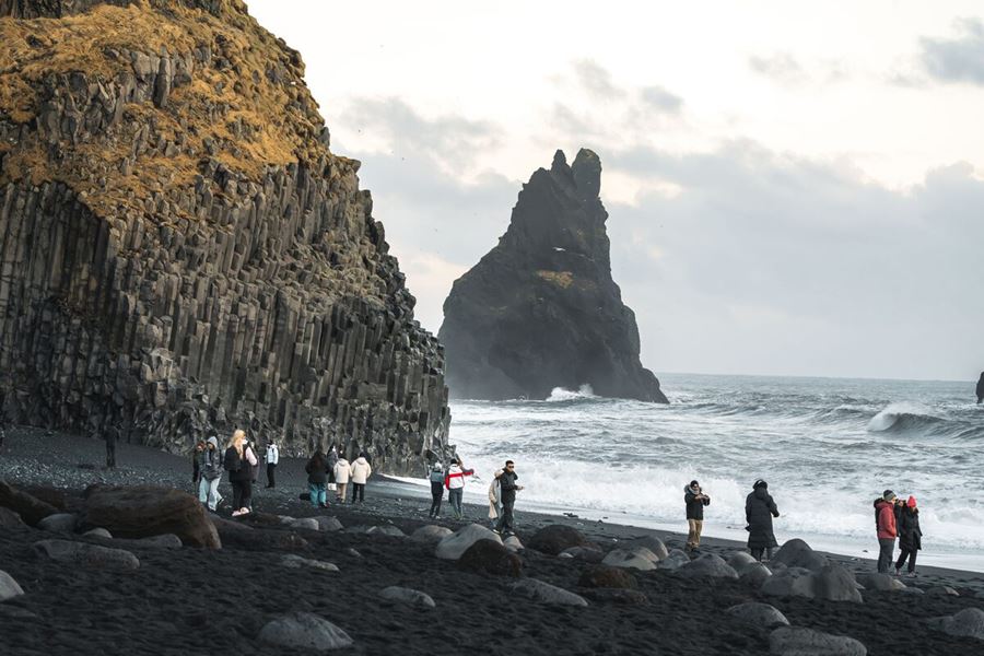 Reynisfjara Beach And Basalt Columns in iceland