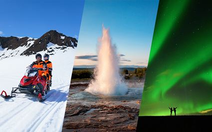 Golden Circle, Glacier Snowmobiling & Northern Lights Tour
