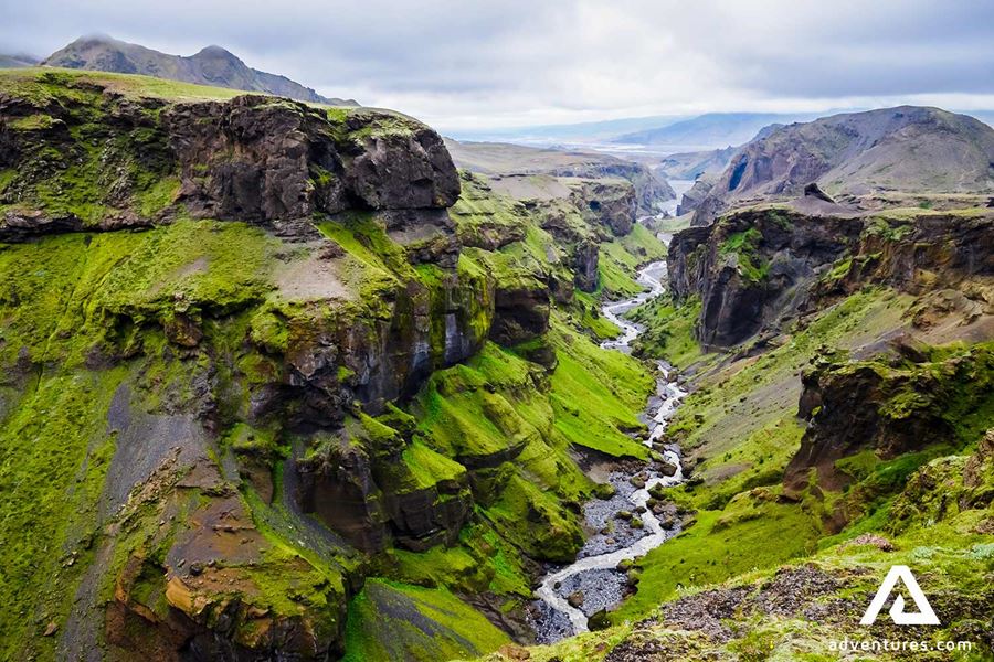thorsmork mossy river valley