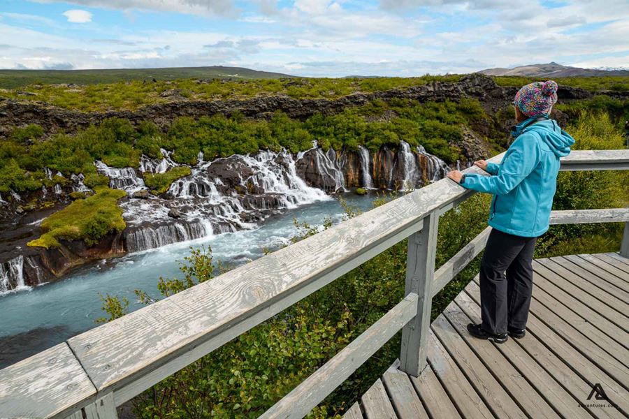 Hraunfossar Waterfall viewpoint