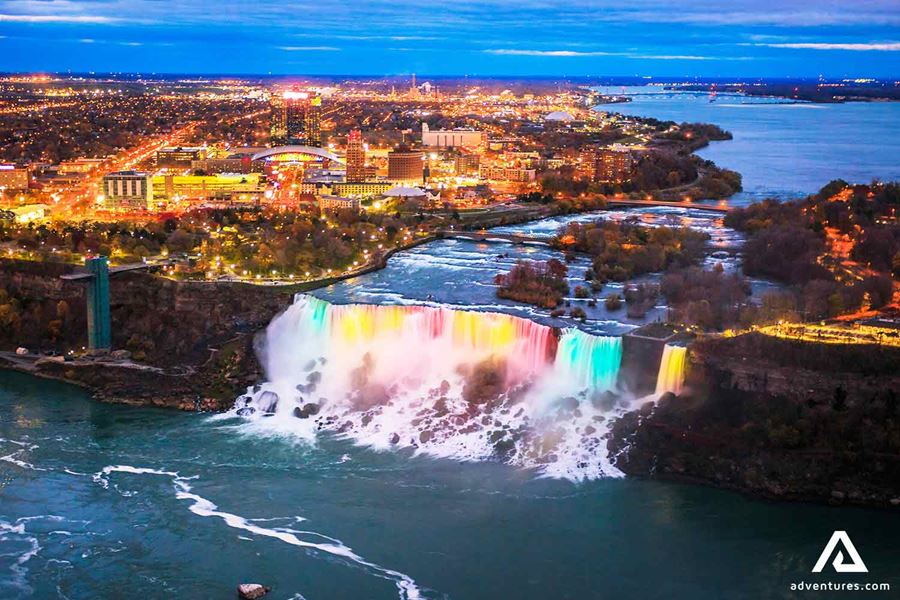 colorful lights in niagara falls