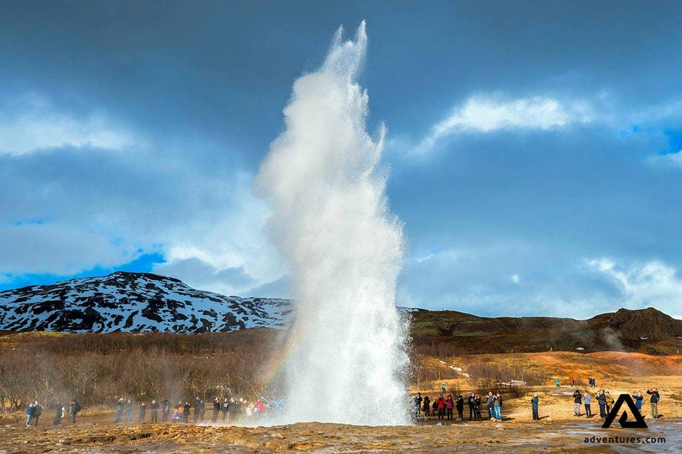 geothermal hot spring in geysir area in iceland