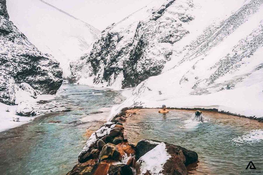 Kerlingarfjoll hot spring in winter