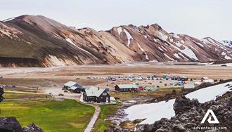 information center building in landmannalaugar in iceland