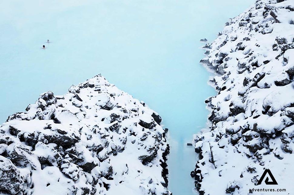 Snowy Blue Lagoon in Iceland