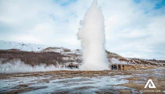 winter view of geysir stokkur