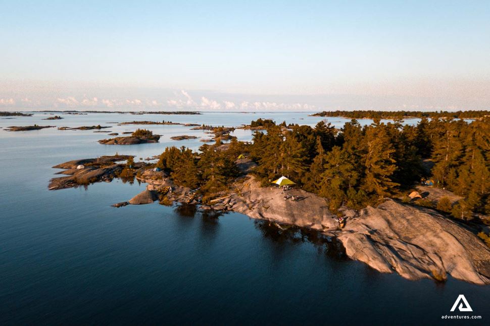 aerial view of seaside in canada at georgian bay