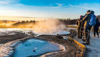 sightseeing geysir in winter in iceland